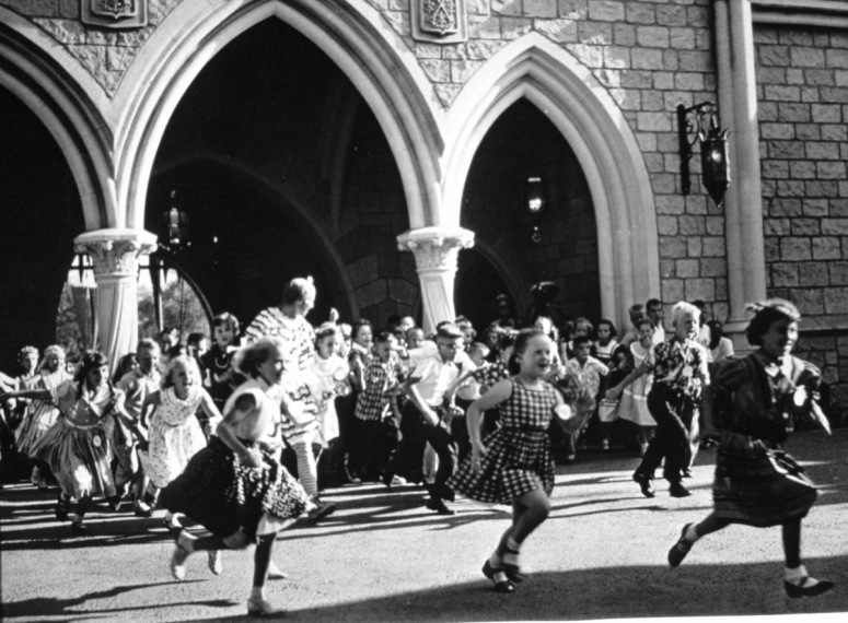 Disneyland Opening Day Children running through Sleeping Beauty Castle photo(c)Disney_0