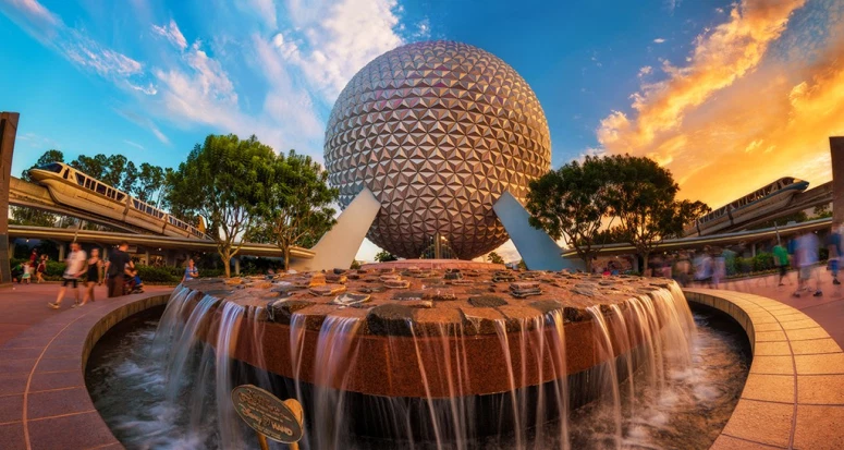 spaceship-earth-sunset-dual-monorails-epcot-v2-copy